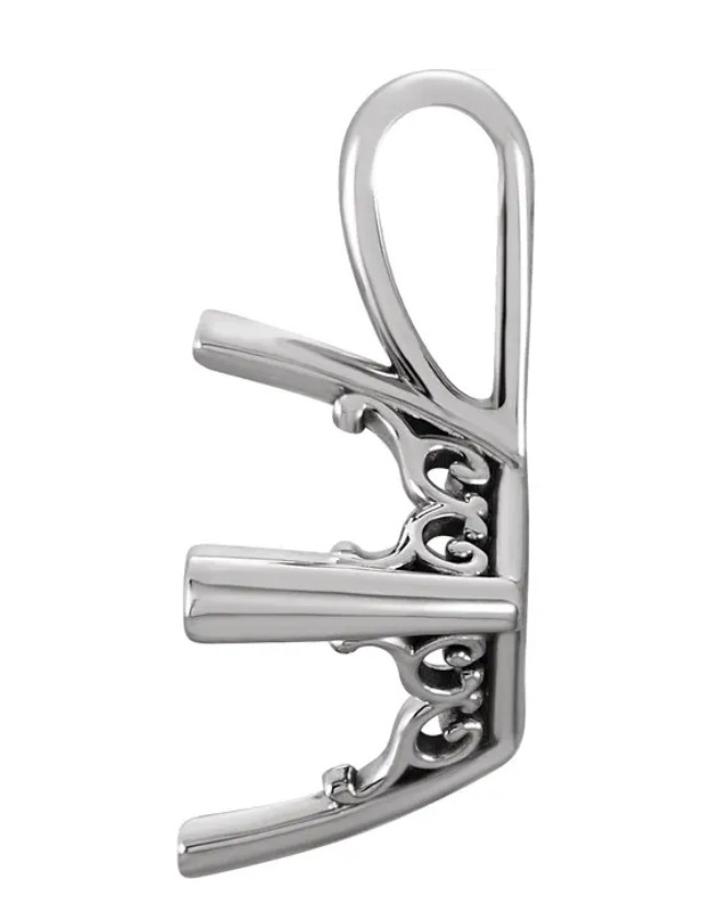 6mm Princess Square Solid Platinum 950 Vintage Scroll Pendant Setting Mount USA