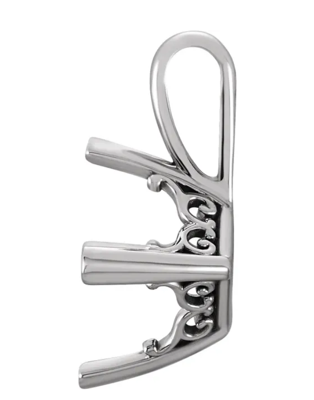 6mm Princess Square Solid Platinum 950 Vintage Scroll Pendant Setting Mount USA
