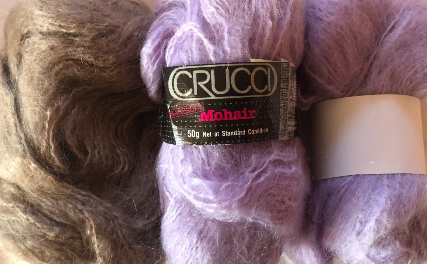VTG Lot  Of 3-CRUCCI MOHAIR- 80% Mohair, 18%Wool-LILAC & TAUPE