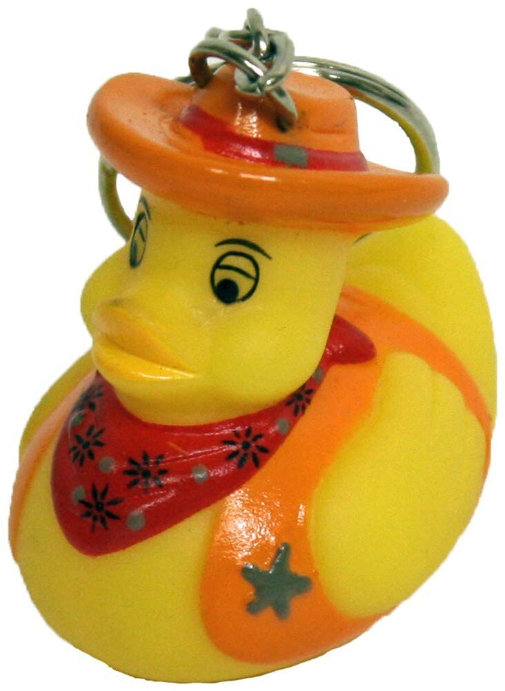 Cowboy Rubber Duck Keychain Gift Pack of 12, Waddlers Brand