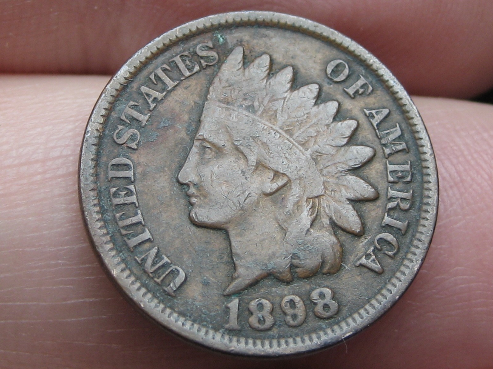 1898 Indian Head One Cent Penny- Fine/VF Details, Partial LIBERTY