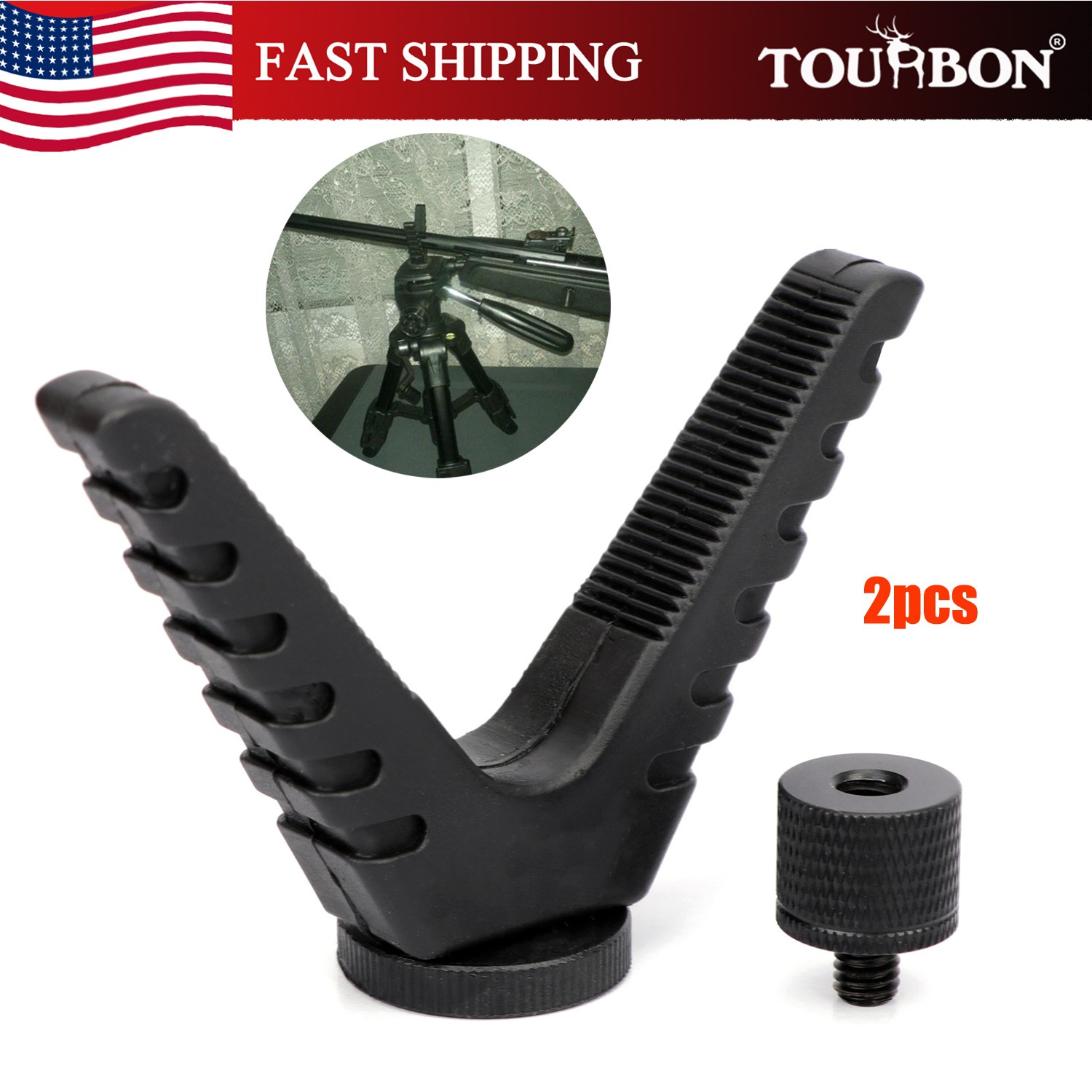 TOURBON Hunting Tripod Shooting Stick Rifle Rest V-Yoke 2 Pack Camera Tripod US