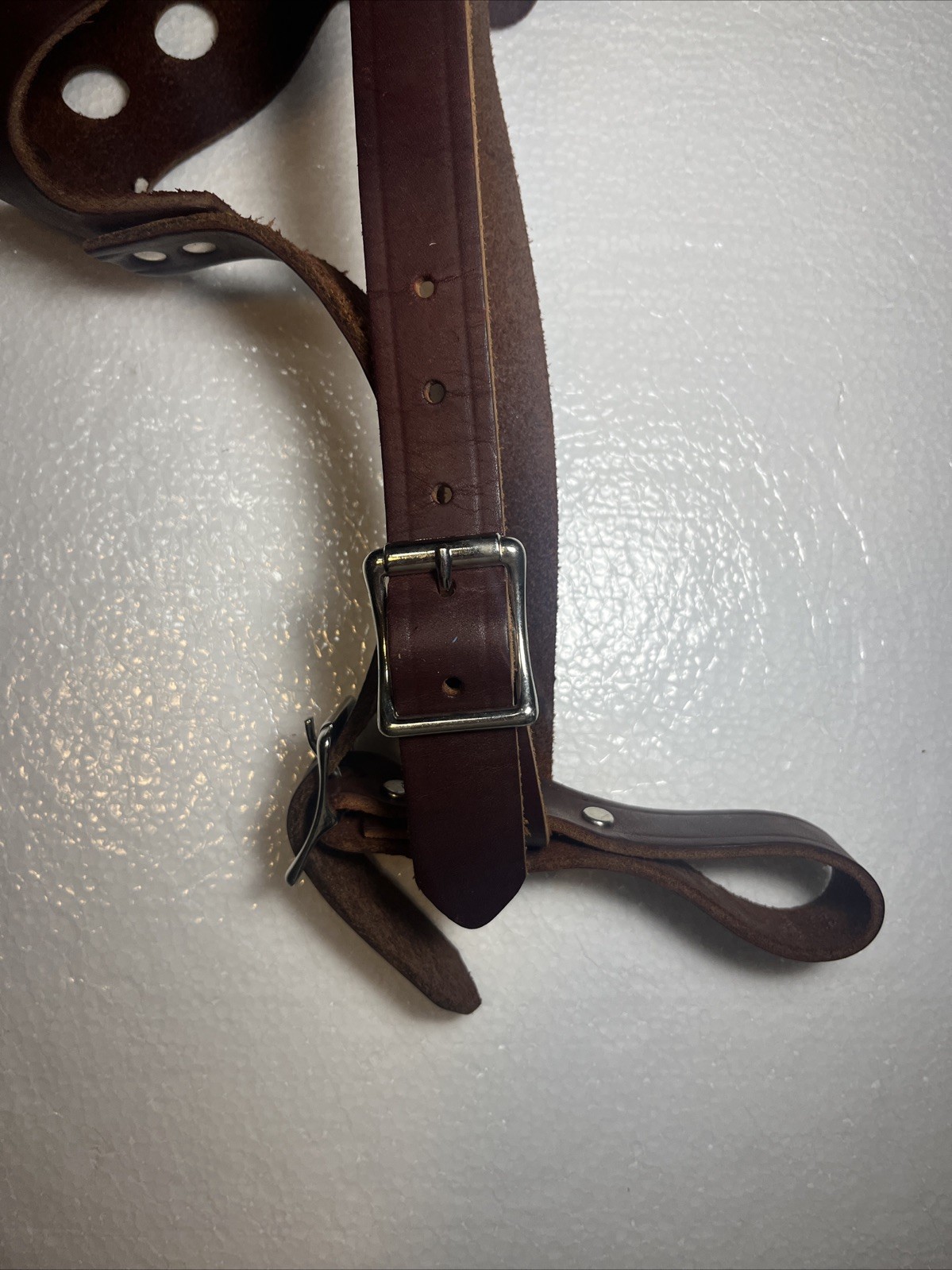 Vintage Adjustable Brown Leather Dog Muzzle, Vented, Lrg Breed Size 5?