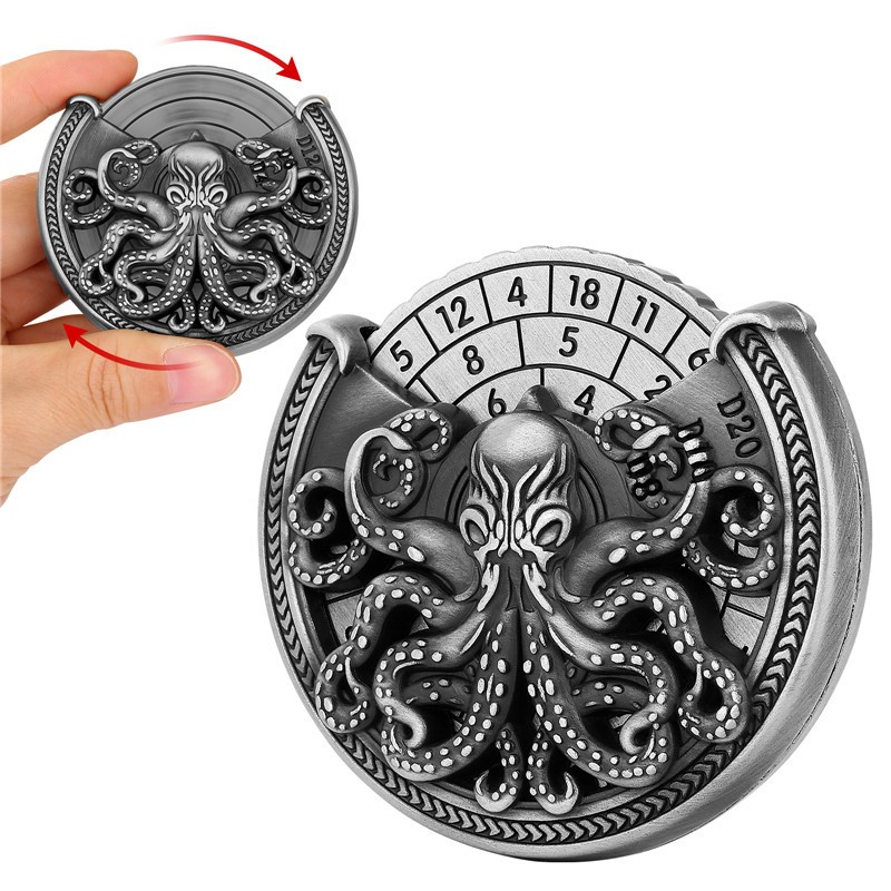 7 in 1 Octopus Spinner Dice Solid Metal Rotating RPG Dice for Dungeons & Dragons