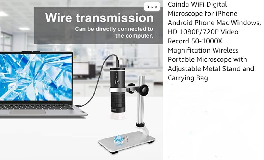 Digital Microscope Cainda F21 with Stand Holder with Adjustable Height and Case