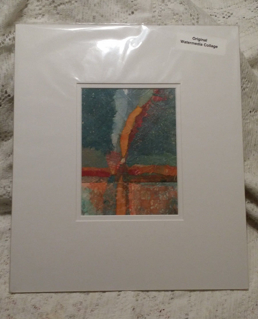"Shooting Star" Matted Original Water Media Collage By Chris Beck