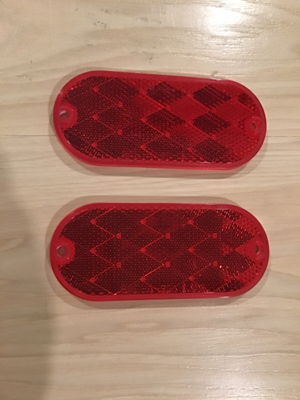 TWO Bargman Trailer Lights 70-78-050 Reflector - w/Mounting Holes - Oblong - Red