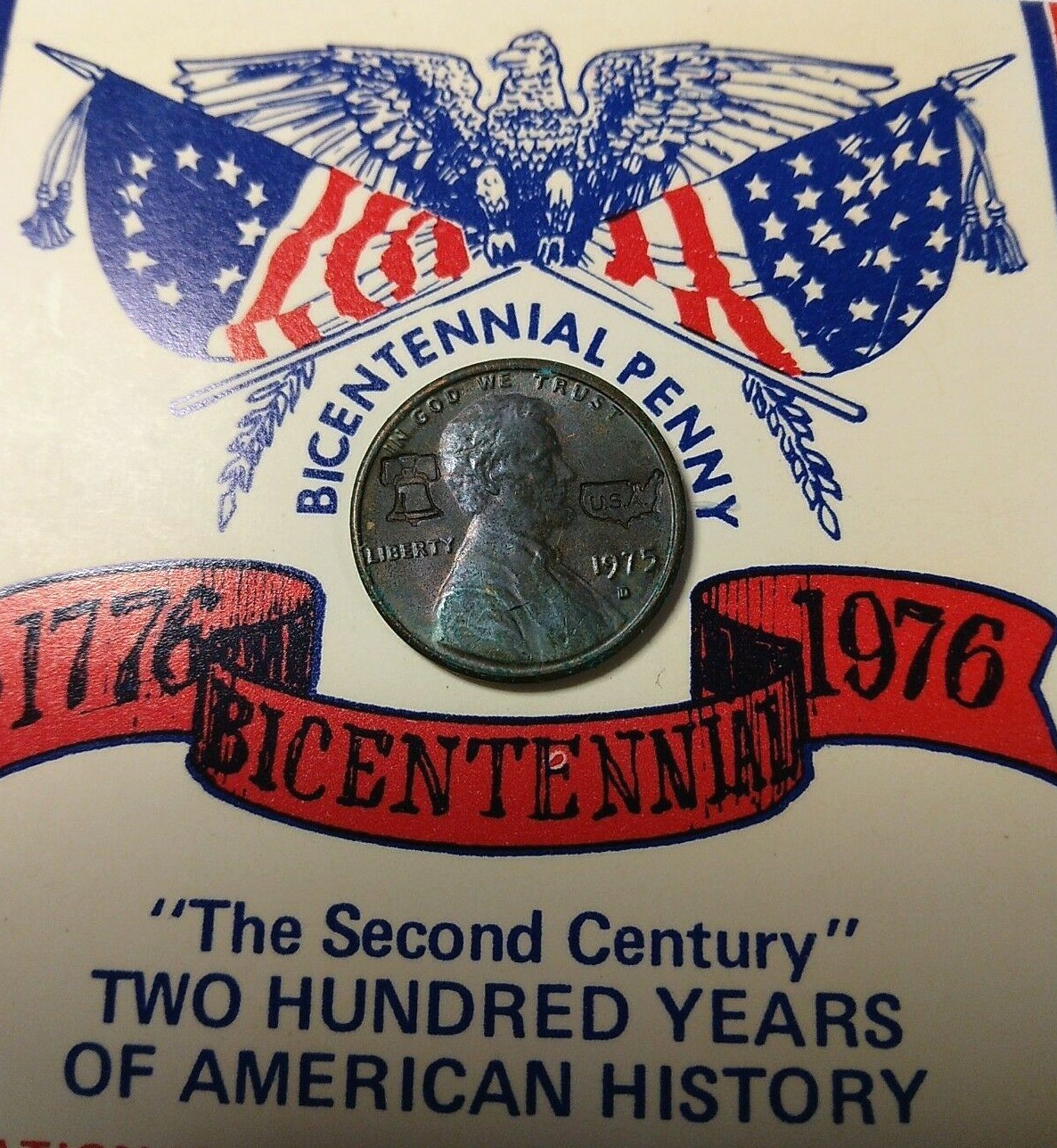 1776-1976 Bicentennial Lincoln Head Penny Coin 200 Year History Card FREE S/H
