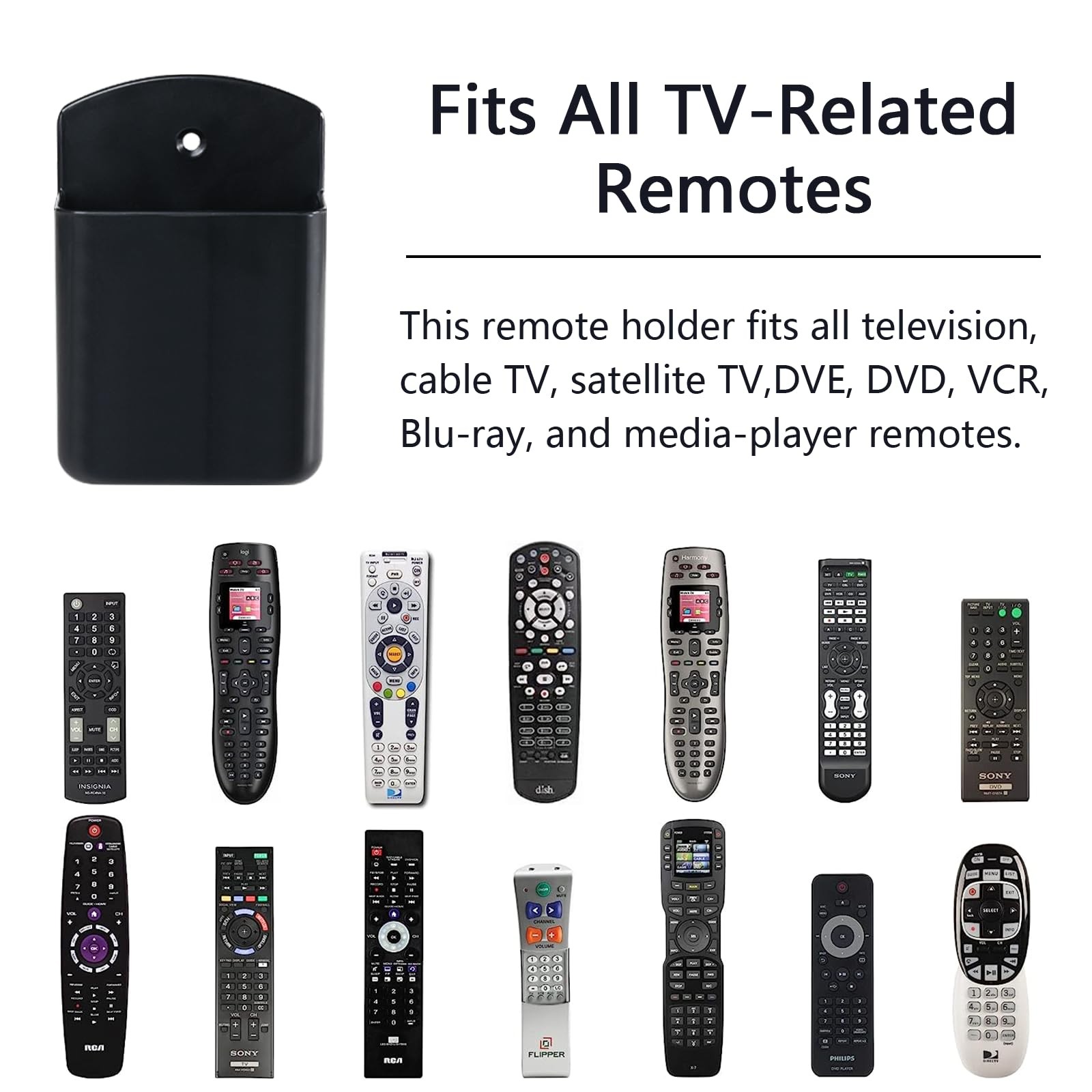 2 Pcs Remote Control Holder Wall Mount TV Controller Adhesive Storage Black