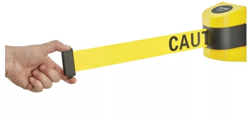 15ft Retractable Belt Barrier - Wall Mount - CAUTION DO NOT ENTER - Yellow