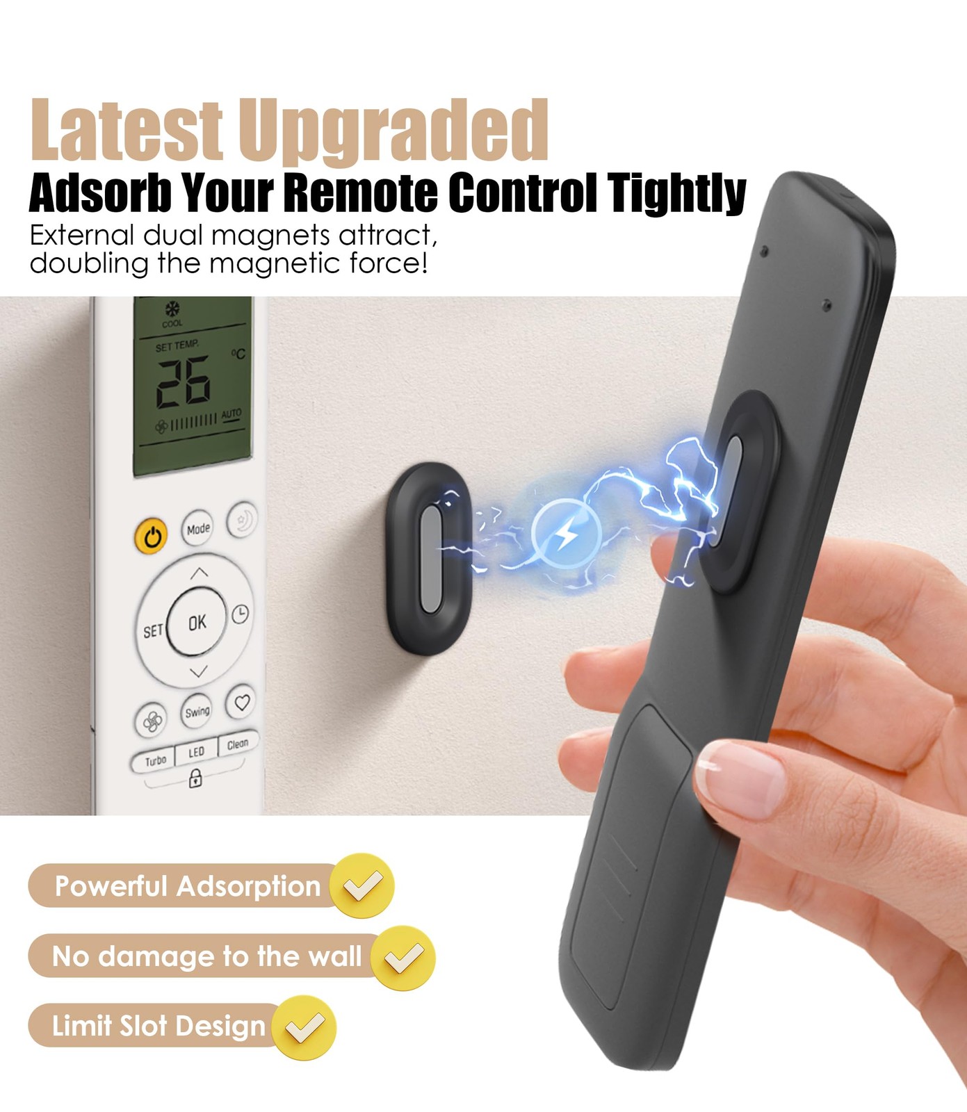 Magnetic Remote Control Holder Wall Mount, 2025 Upgraded Smaller & Stronger M...
