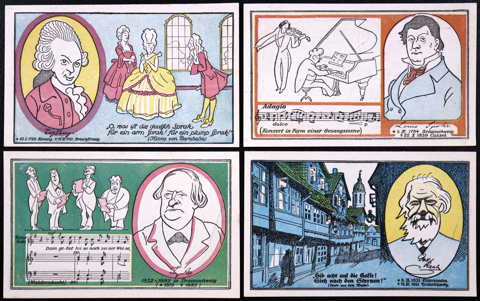 BRAUNSCHWEIG 1921 "Authors & Composers" Lessing Spohr Abt Raabe Complete Notgeld