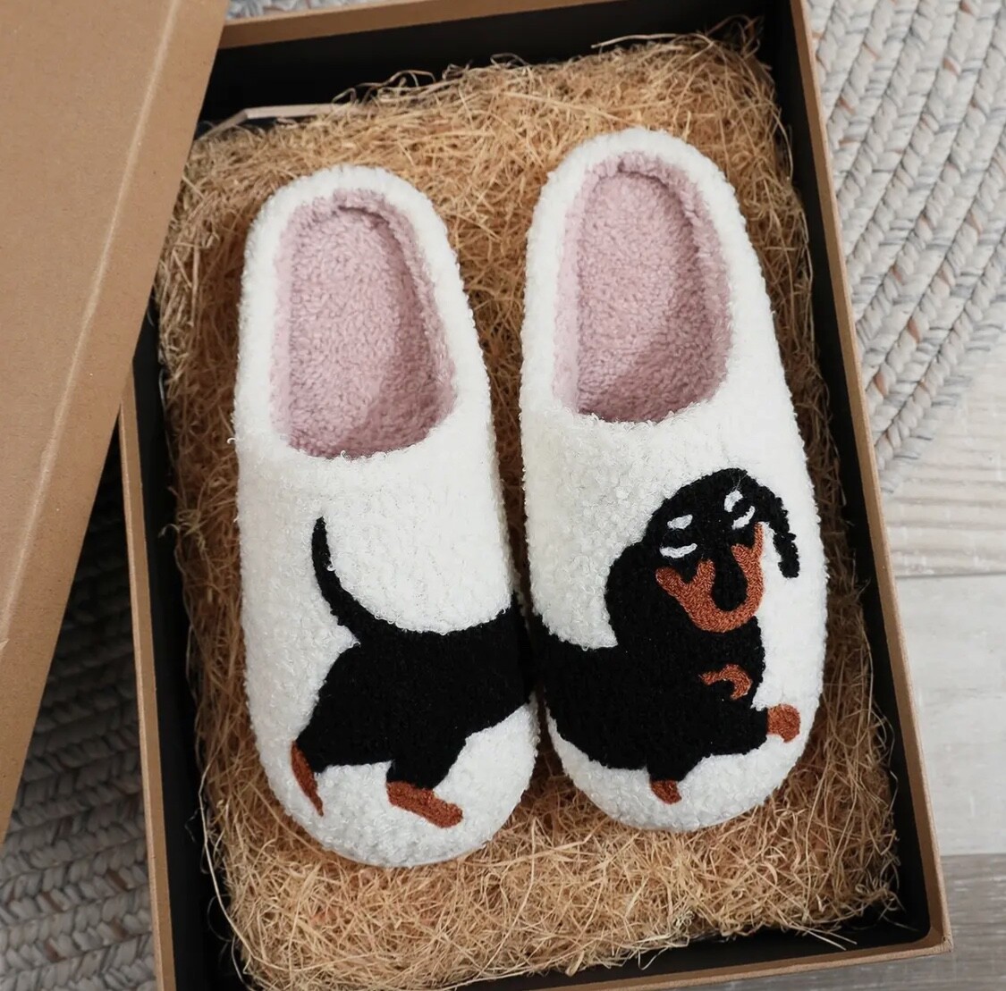 Dachshund Dog Women’s Memory Foam Cotton Blend Slippers Sizes 7-10 NEW IN PKG