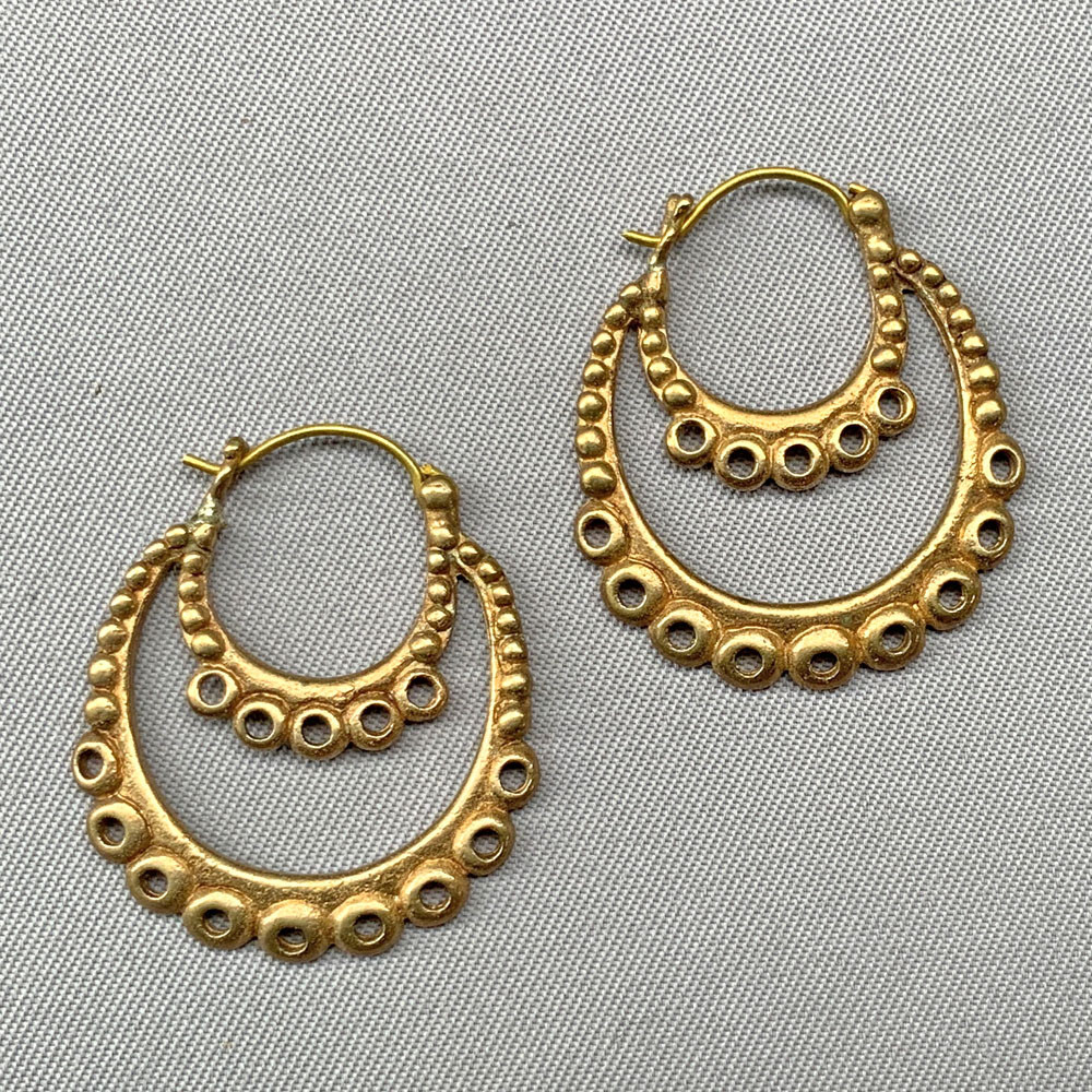 Two Tier Chandelier 14 Loop Post Earrings 27x23mm Shibuichi Q2 Pair Per Pkg