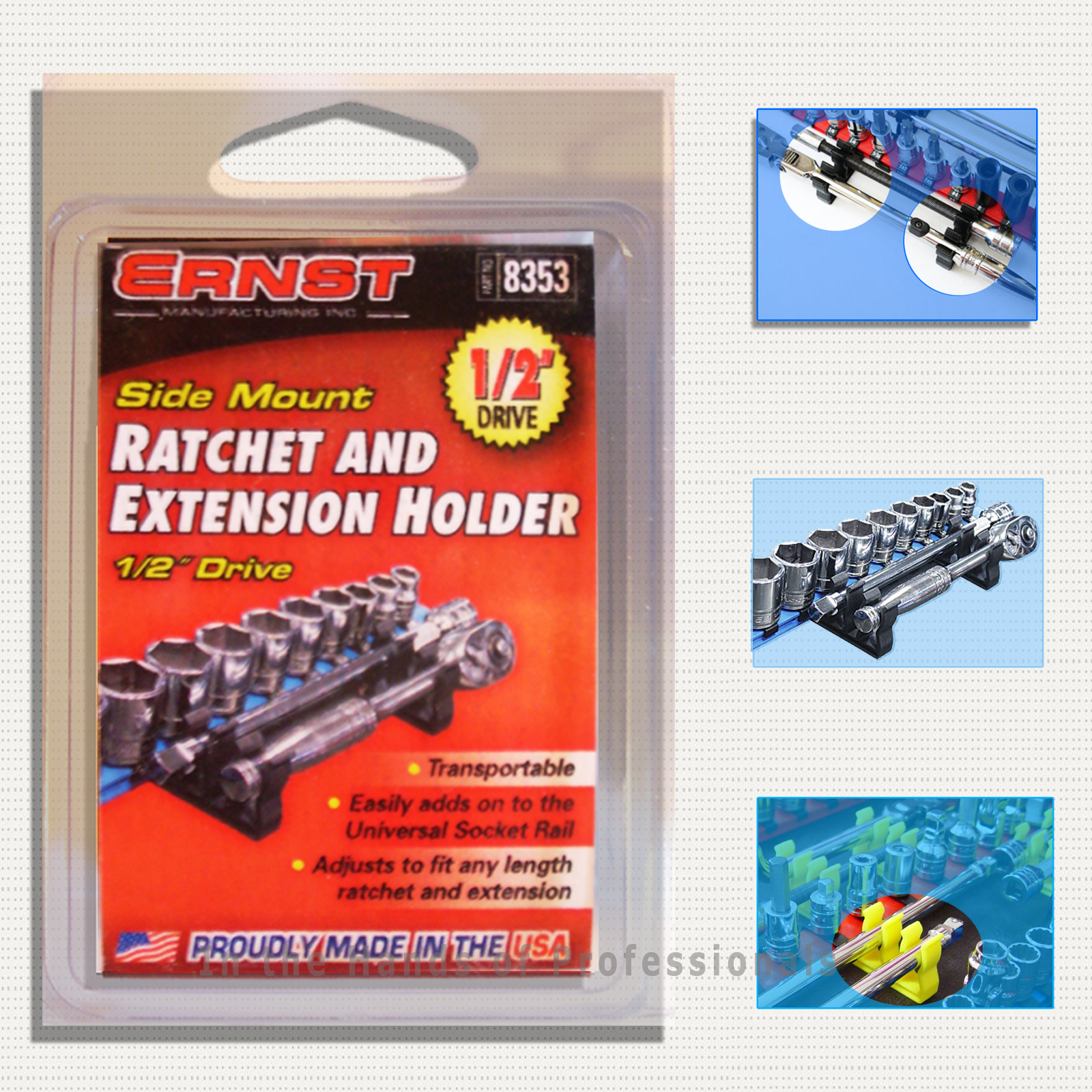 Ernst Mfg 8353 1/2" - SIDE MOUNT RATCHET & EXTENSION HOLDER