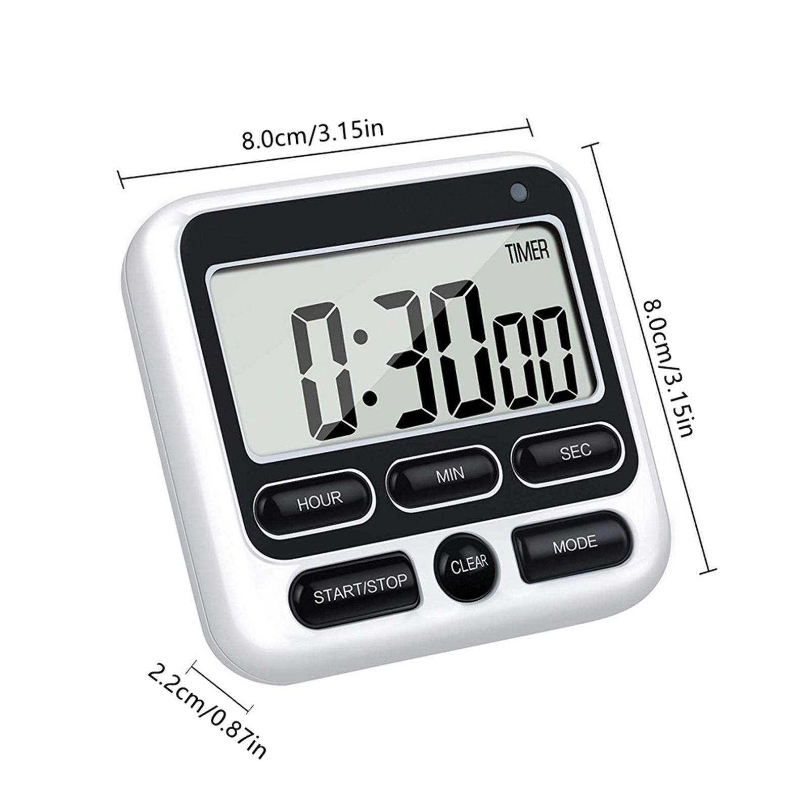 Digital Kitchen Timer 24 Hour Countdown Magnetic Stand Hook AAA Battery Black