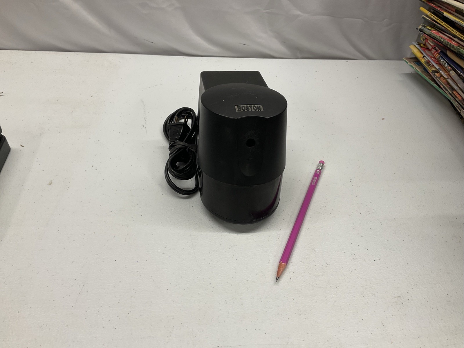 Vintage Black Boston Electric Pencil Sharpener Model 21 Made In USA Tested Works