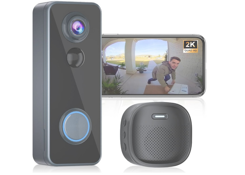 Videoportero inalámbrico 2K con detección de movimiento y audio bidireccional. N
