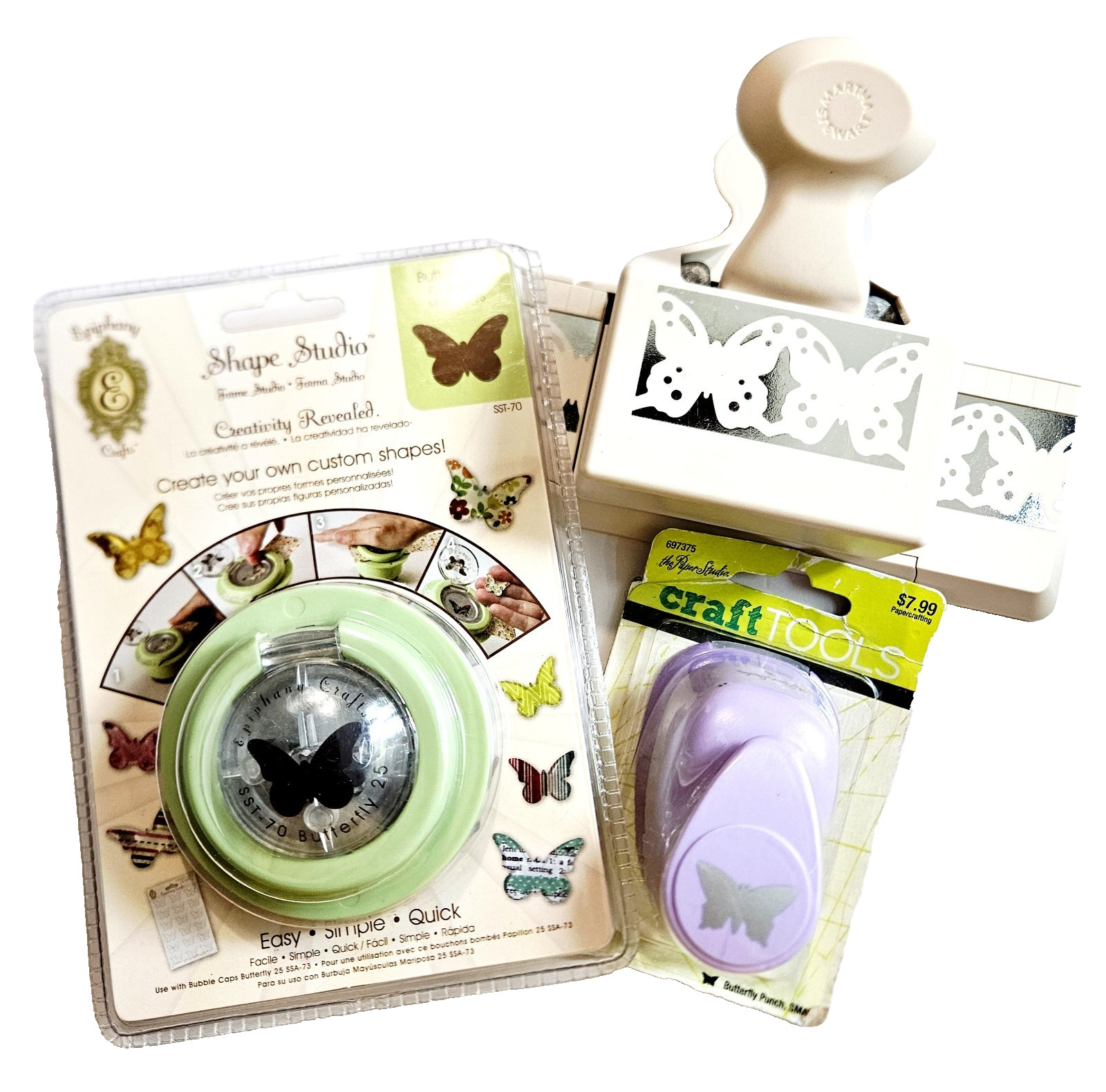 BUTTERFLY PUNCHES Lot Of 3 Martha Stewart Epiphany Crafts Paper Studio