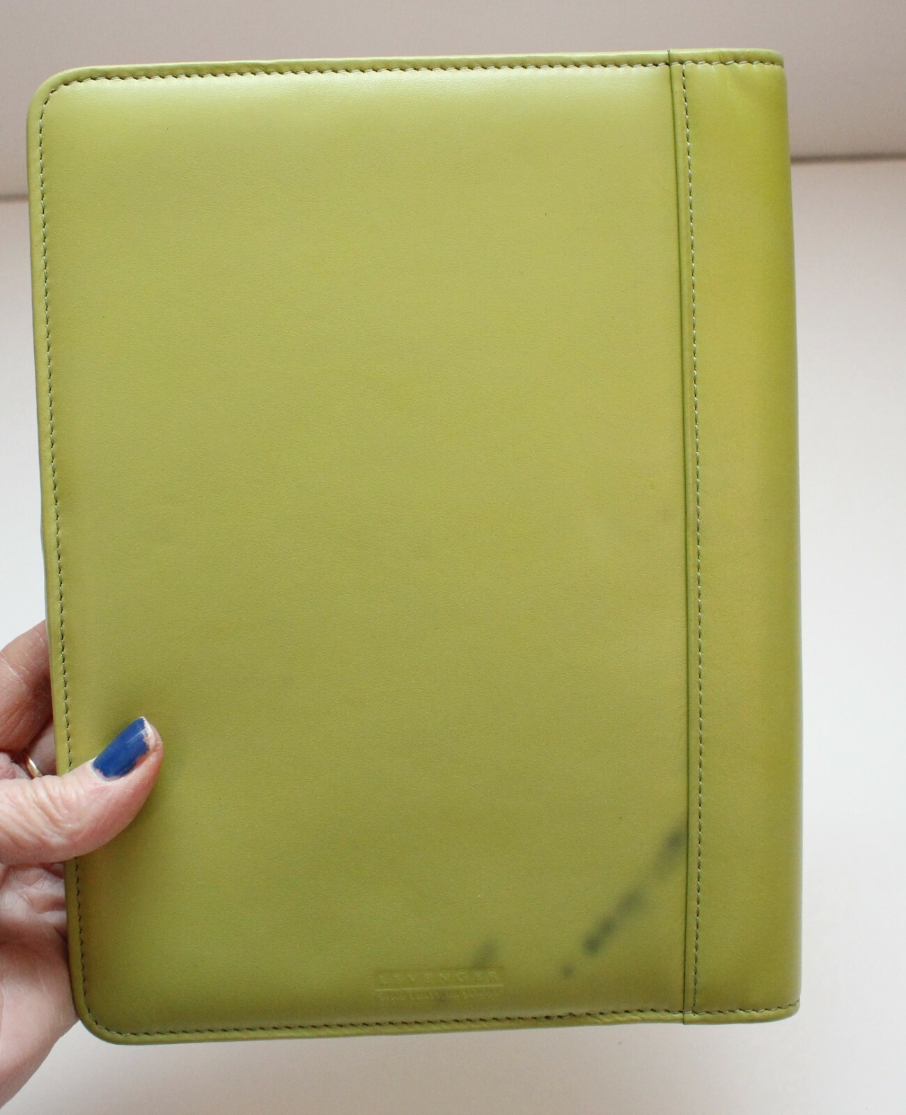 LEVENGER Lime Green Leather Junior Portfolio Folder Memo Holder New With Defect