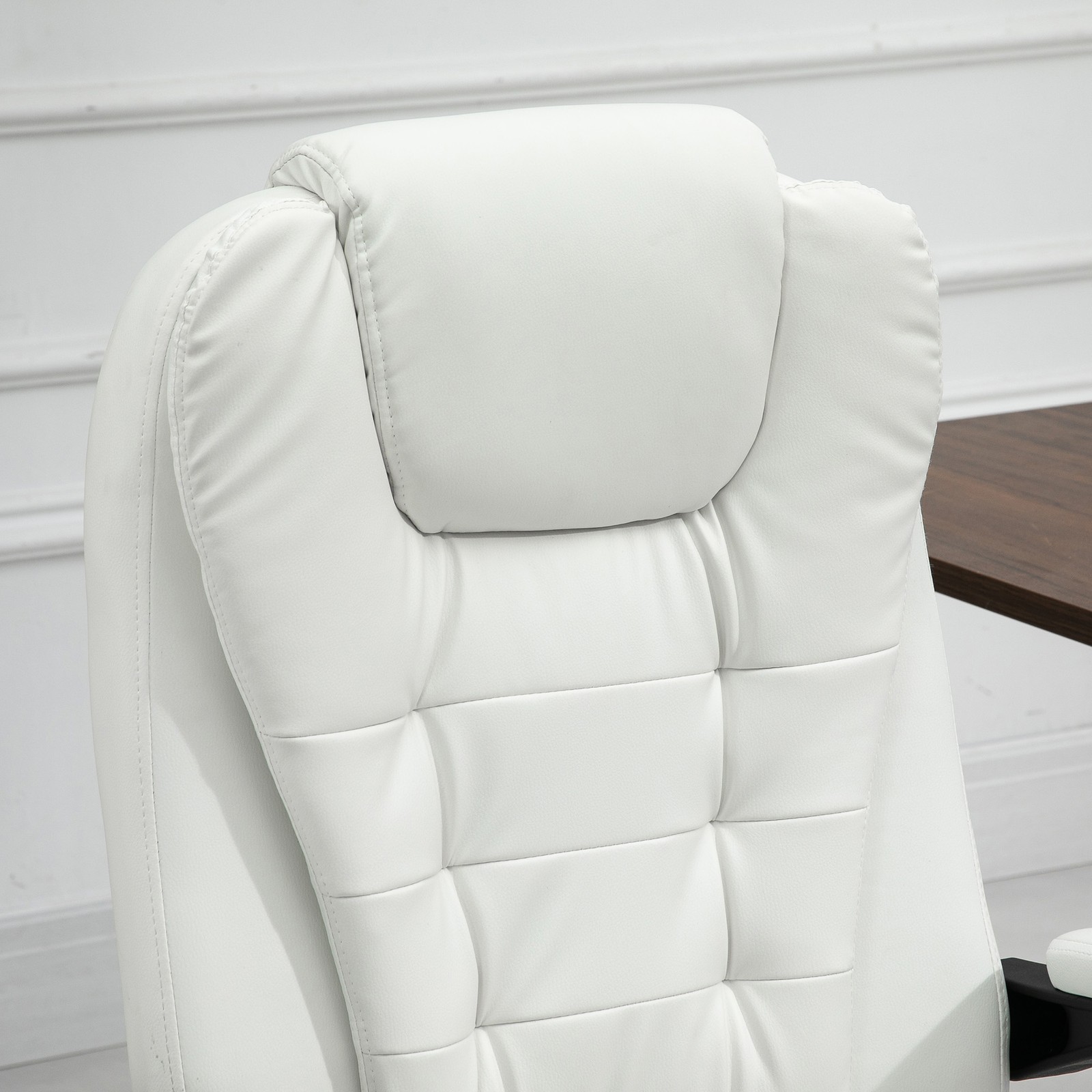 7-Point Vibrating Massage Office Chair with High Back White