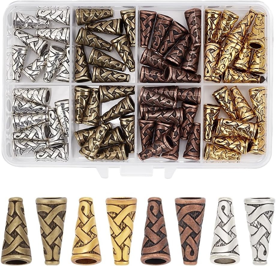 80Pcs 4 Colors Earring Cones for Jewelry Making, 18X8Mm Tibetan Metal Cone Bead