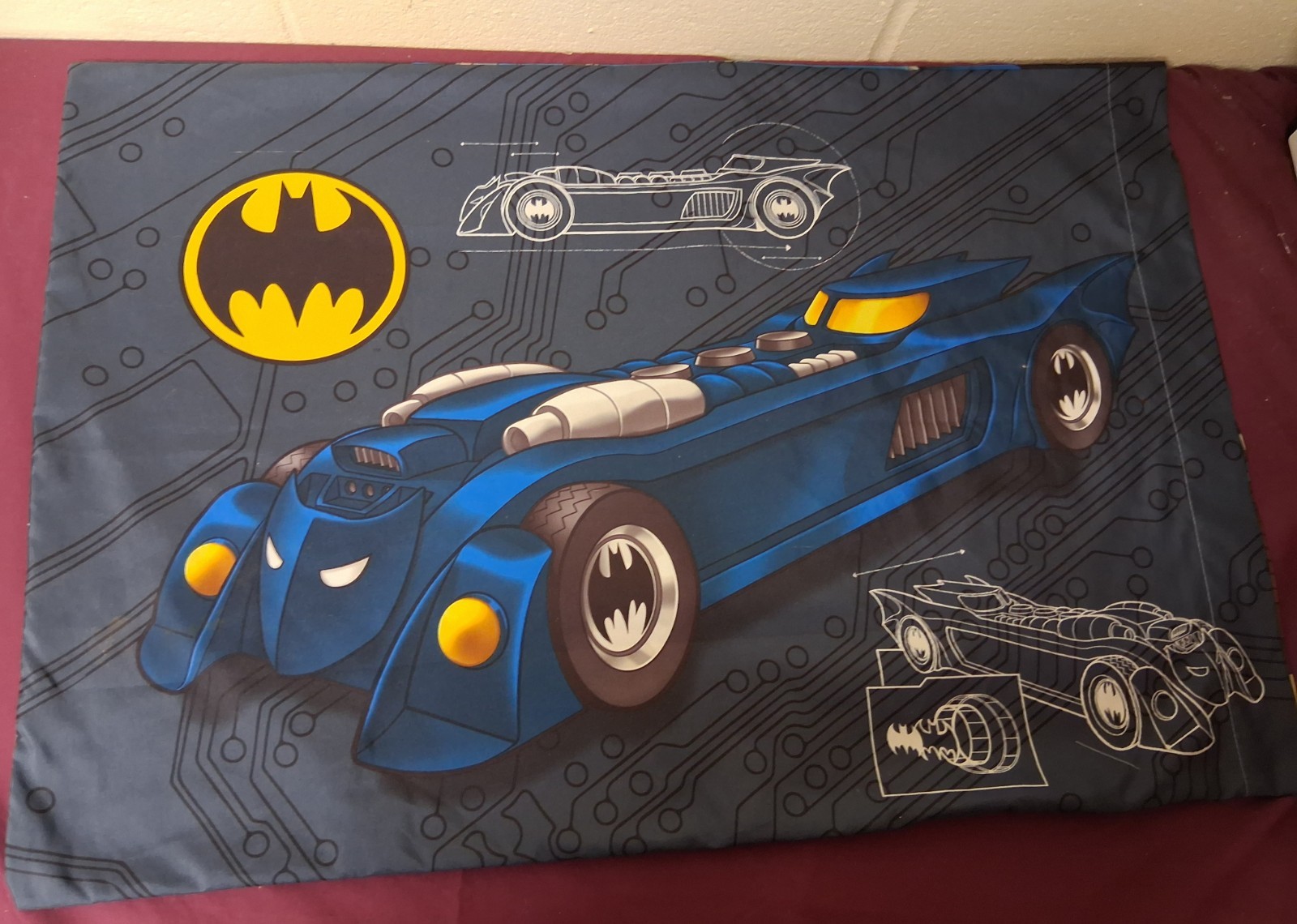 Batman And Batmobile Standard Size Pillowcase