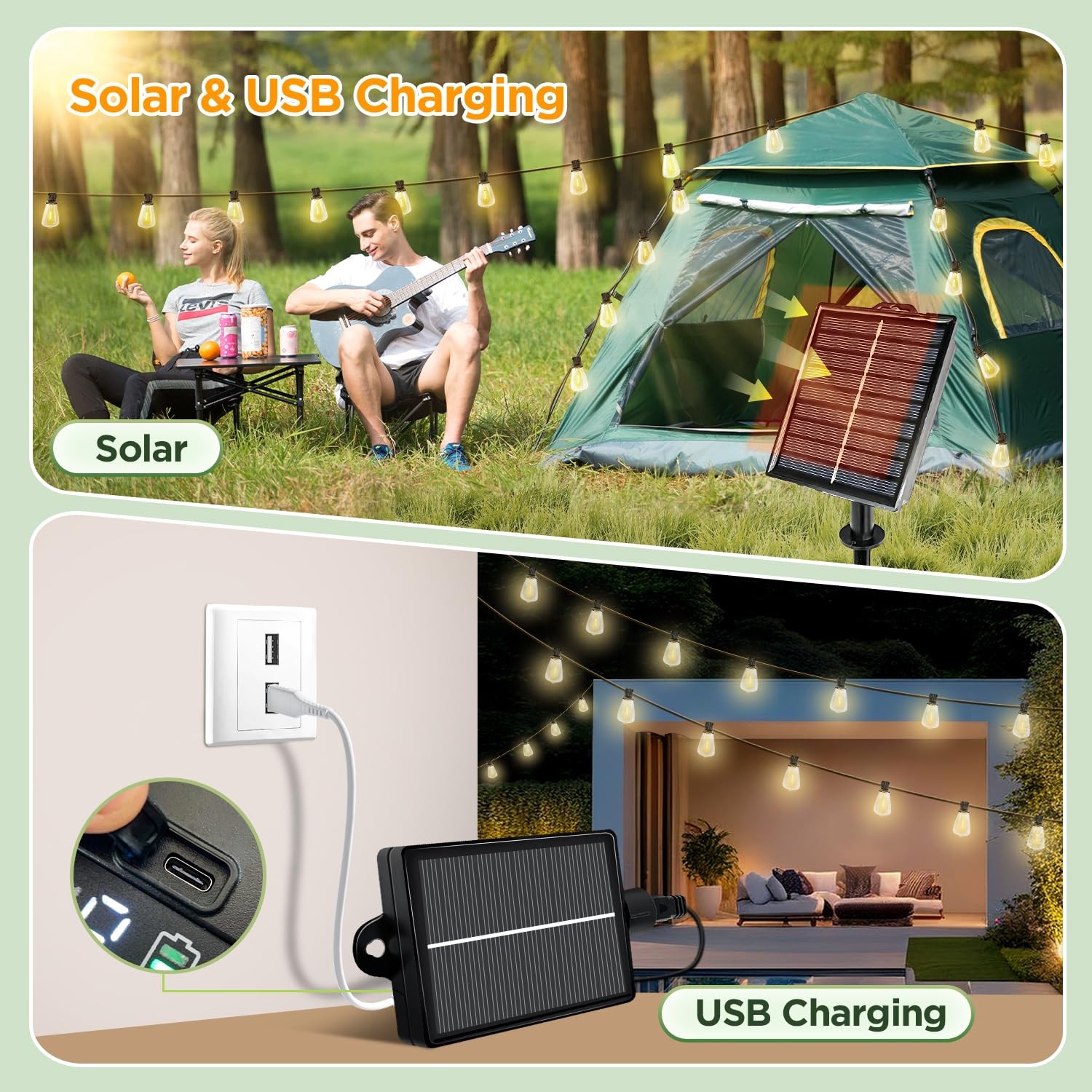 25FT Solar String Lights Outdoor Waterproof with Remote & Timer LED Shatterproof