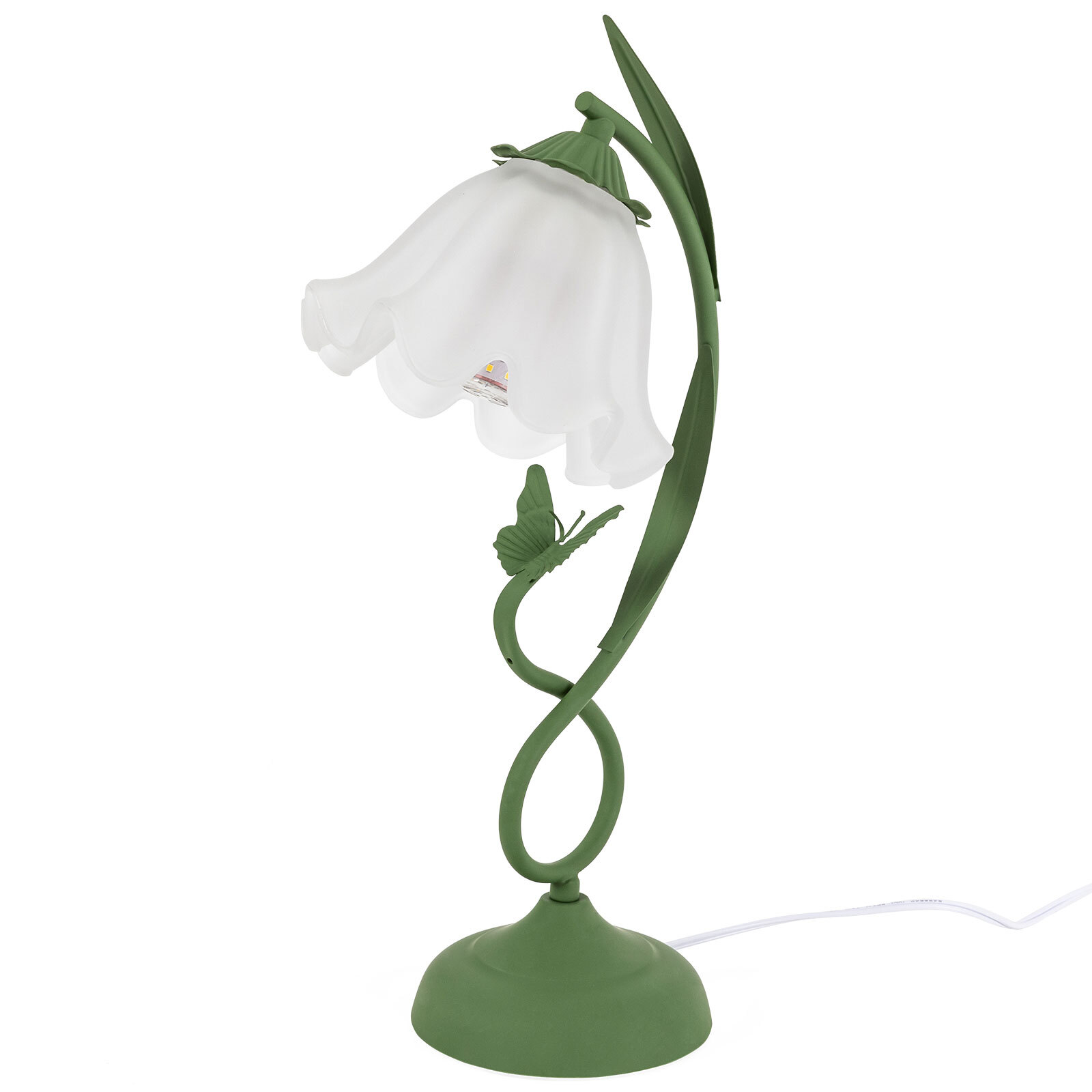 Flower Shape Glass Table Lamp Bedside Desk Light Fixture Green Reading Lamp...