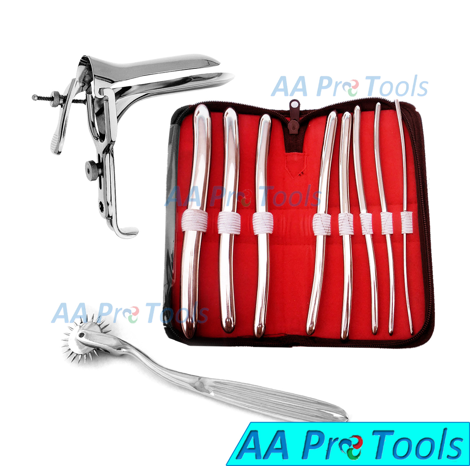 AA Pro: Hegar Sounds dilator kit + Graves Speculum Large+ Pinwheel SS
