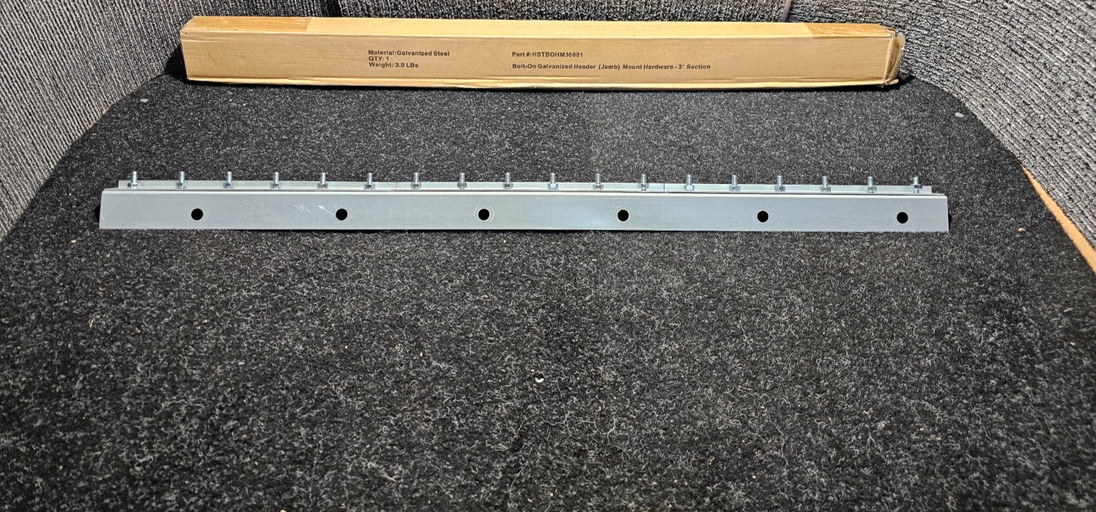 Bolt-On Galvanized Header Jamb Mount Hardware 3' Section HSTBOHM36001