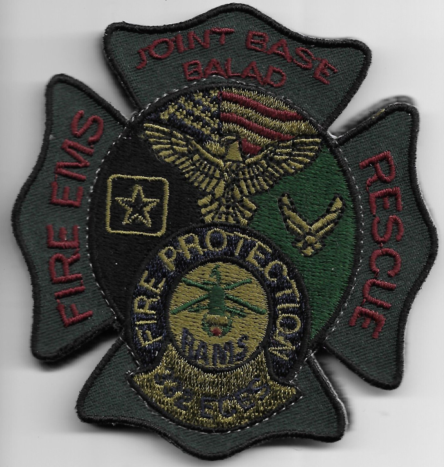Iraq -Joint Base Balad 332 ECES-RAMS Fire-Rescue Green (3.25" x 3.5") fire patch