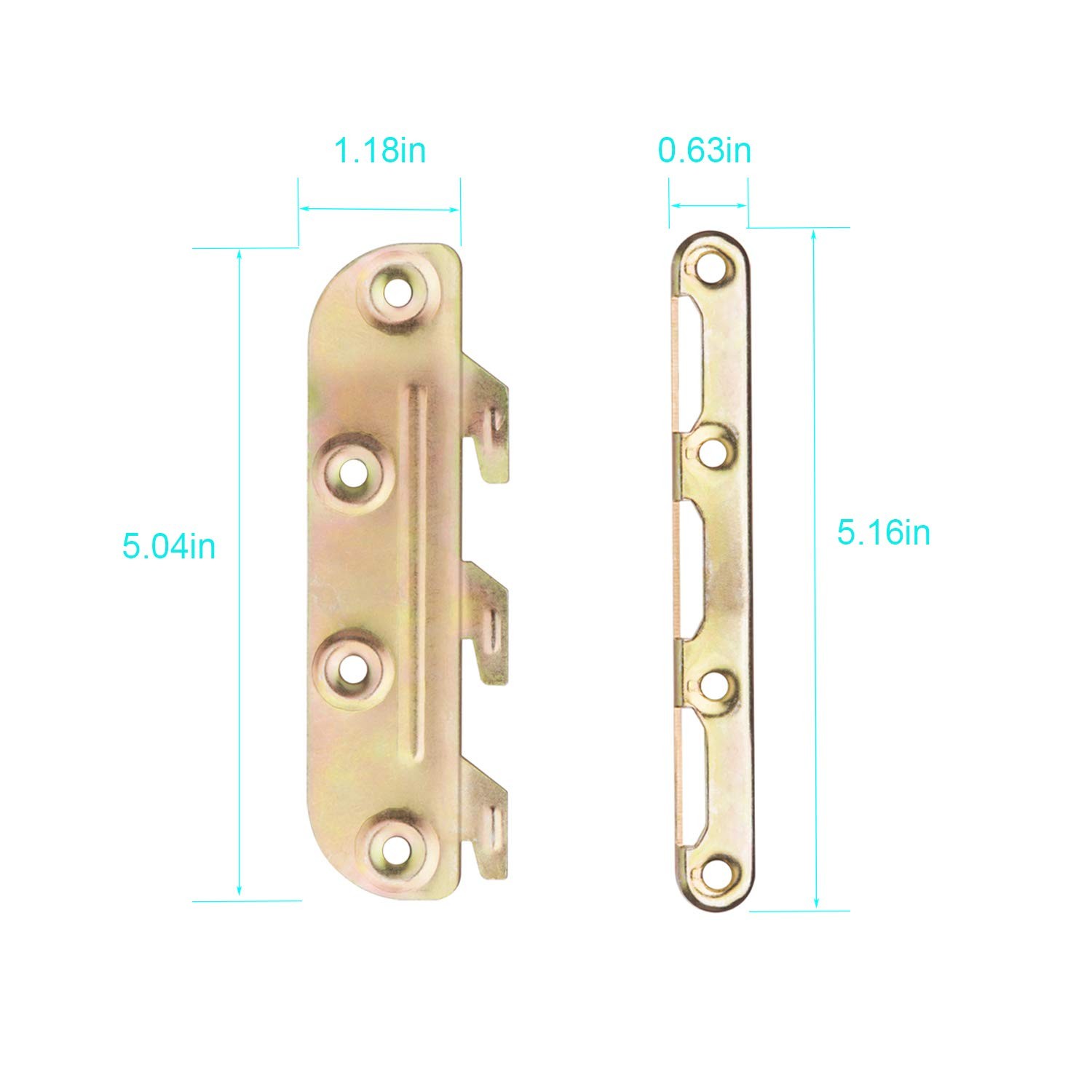 4 PCS Surface Mounted Bed Rail Brackets Hardware Wood Headboards Footboards