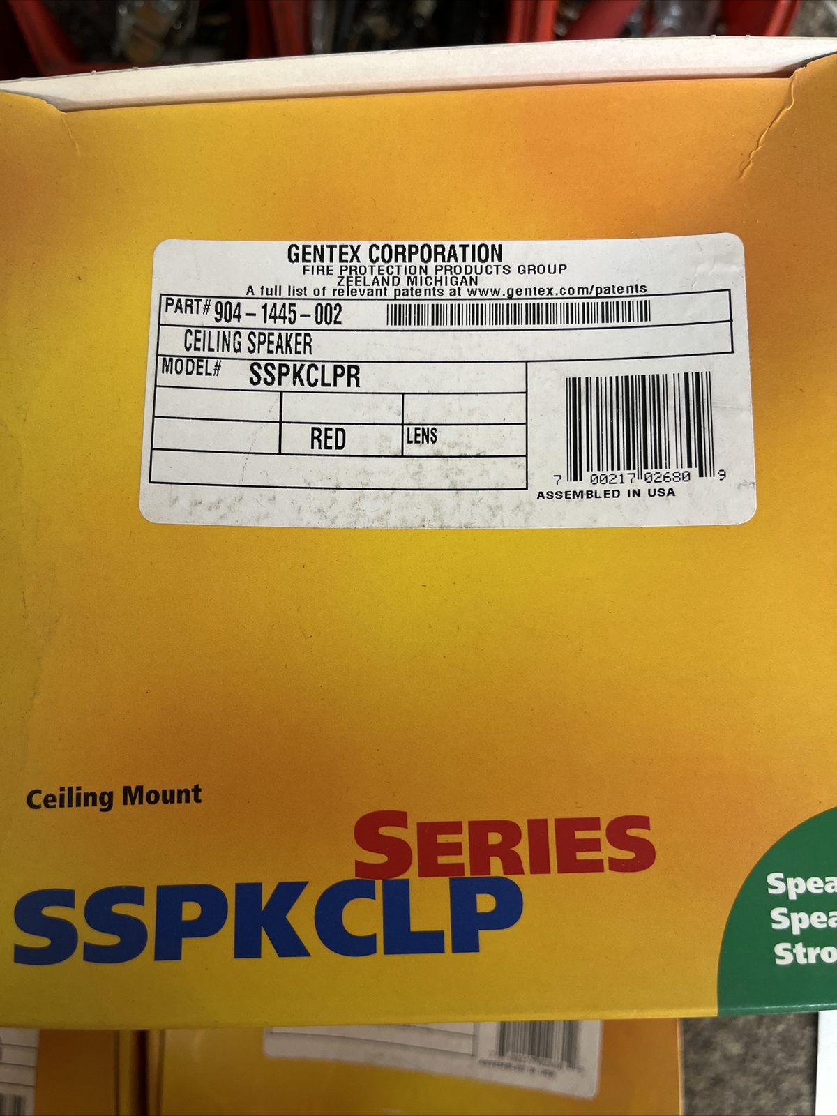 Gentex SSPKCLPR Ceiling Mount Speaker, Red, Brand New