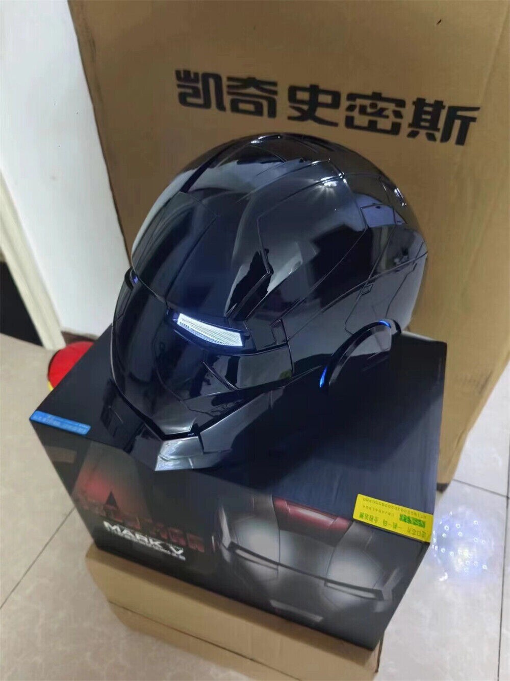 [ All Balck ] AUTOKING Iron Man MK5 Adult Toy Mask Helmet Wearable Voice-control