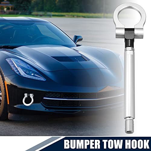 Front Bumper Trailer Tow Hook Ring Eye Towing Track Racing Style Silver Tone