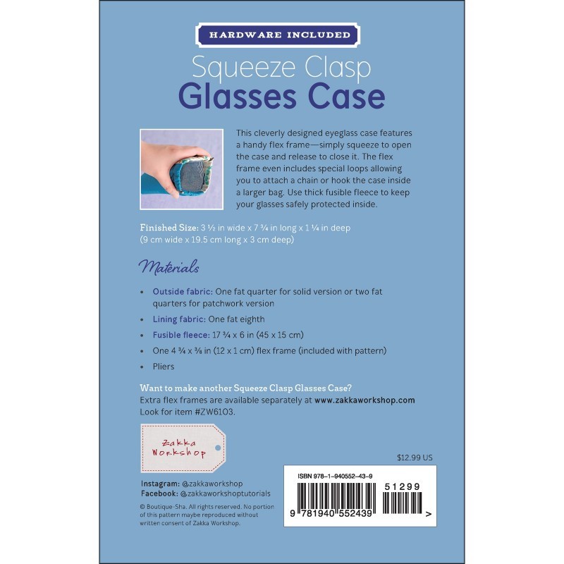 ZAKKA WORKSHOP "SQUEEZE CLASP GLASSES CASE" KIT includes Hardware