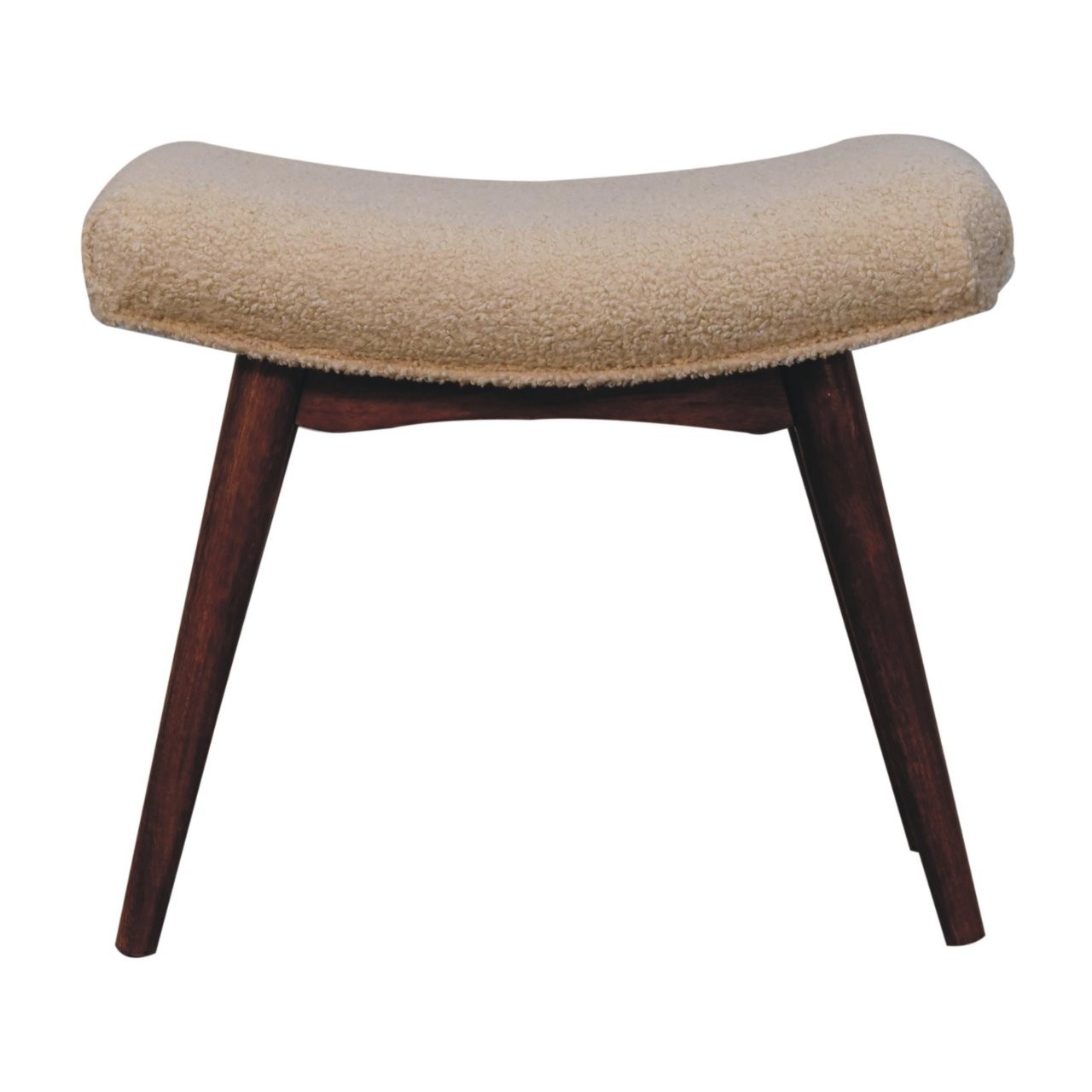 Honey Caramel Bouclé Curved Bench