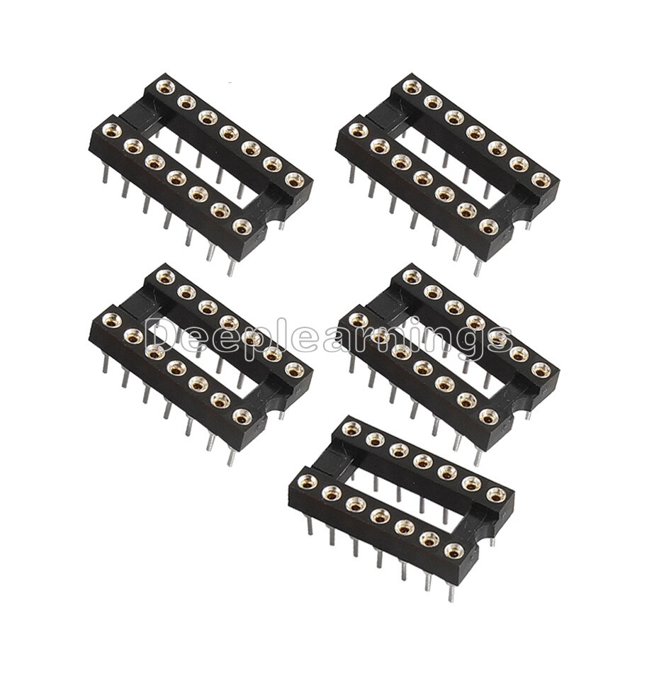 5PCS 14Pin DIP SIP Round IC Sockets Adaptor Solder Type Gold Plated Machined