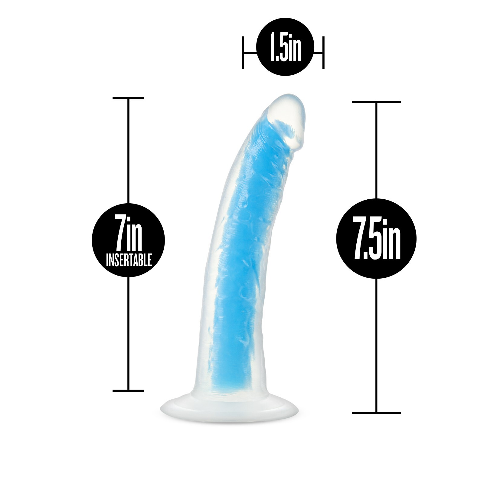 Eden 7.5" Glow in the Dark Silicone Dual Density Dildo Suction Cup Sex Toy