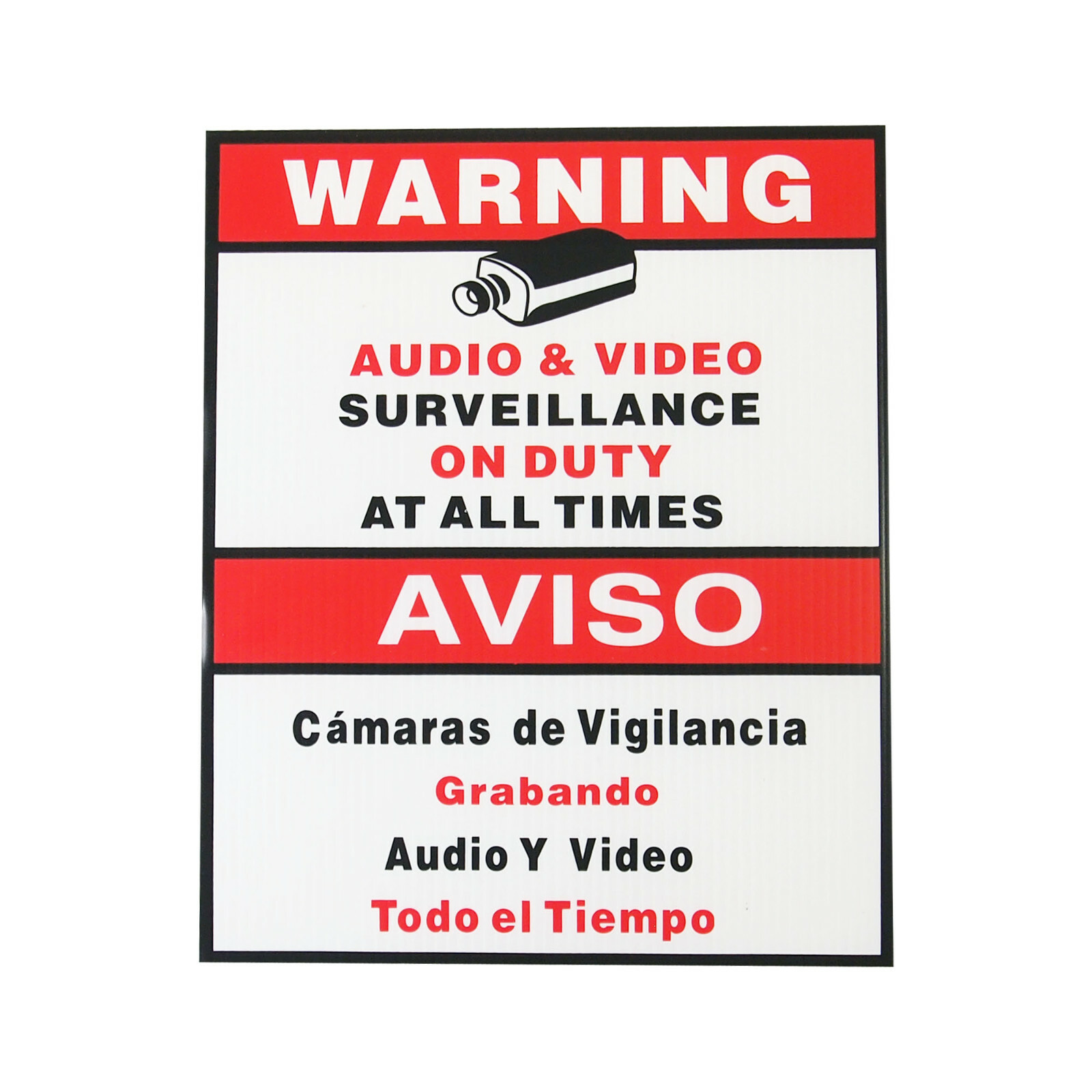 Security Alert Audio & Video Surveillance On Duty CCTV Warning Sign Sticker