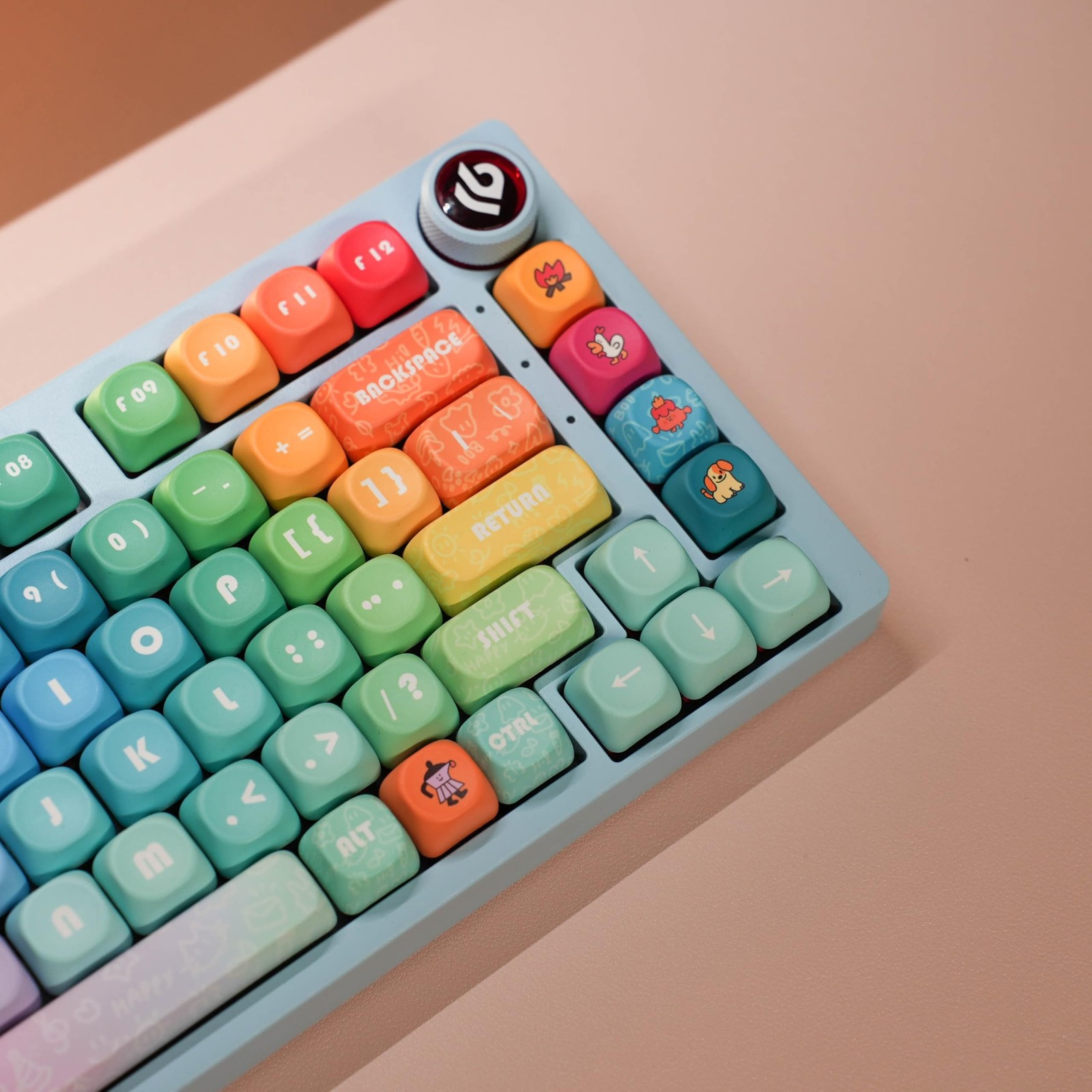 PBT Cute Colourful MOA Round keycaps PBT keycap Set for Girl Kids Custom keyc...
