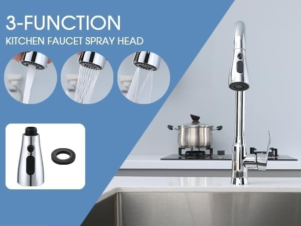 Kitchen Faucet Sprayer Head Replacement 3 Function Pull Down Sink Spray Head