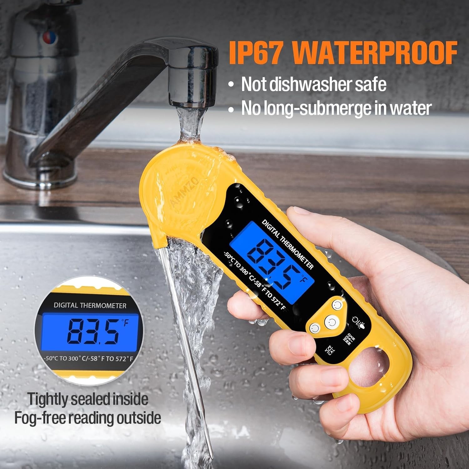 Instant Read Digital Meat Thermometer - Waterproof with Backlight for Precise...