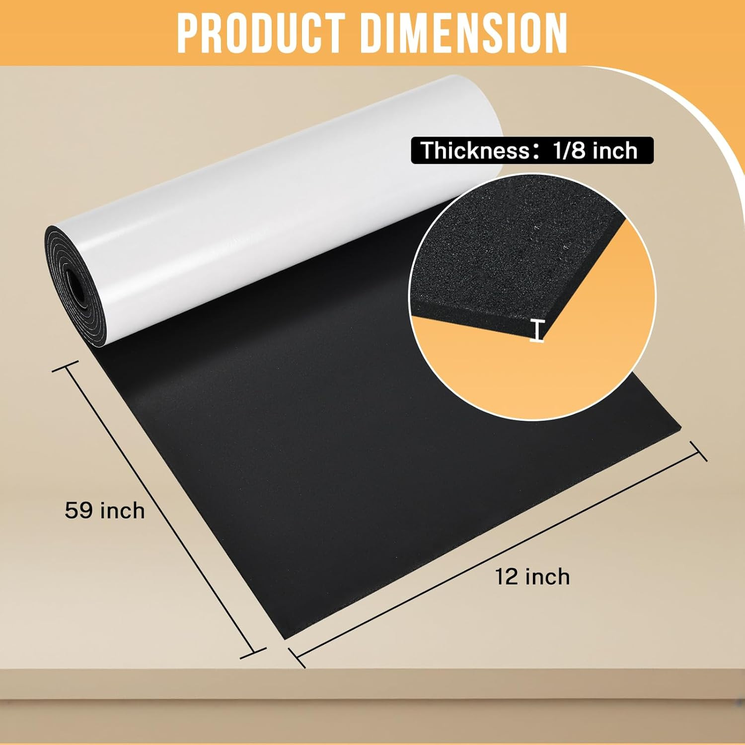 Neoprene Foam Sheet Roll with White Adhesive Backing, Closed Cell Sponge Rubber