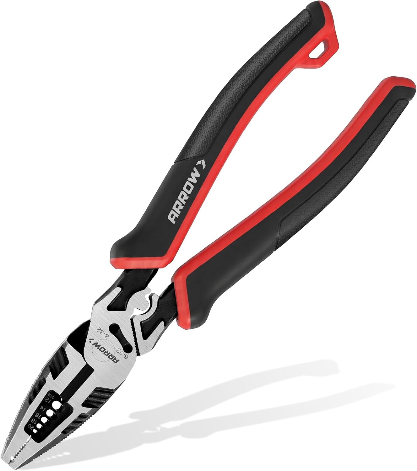 ARROW 6-in-1 Linemans Pliers, 8" Multipurpose Linesman Pliers, CRV Side Cutters