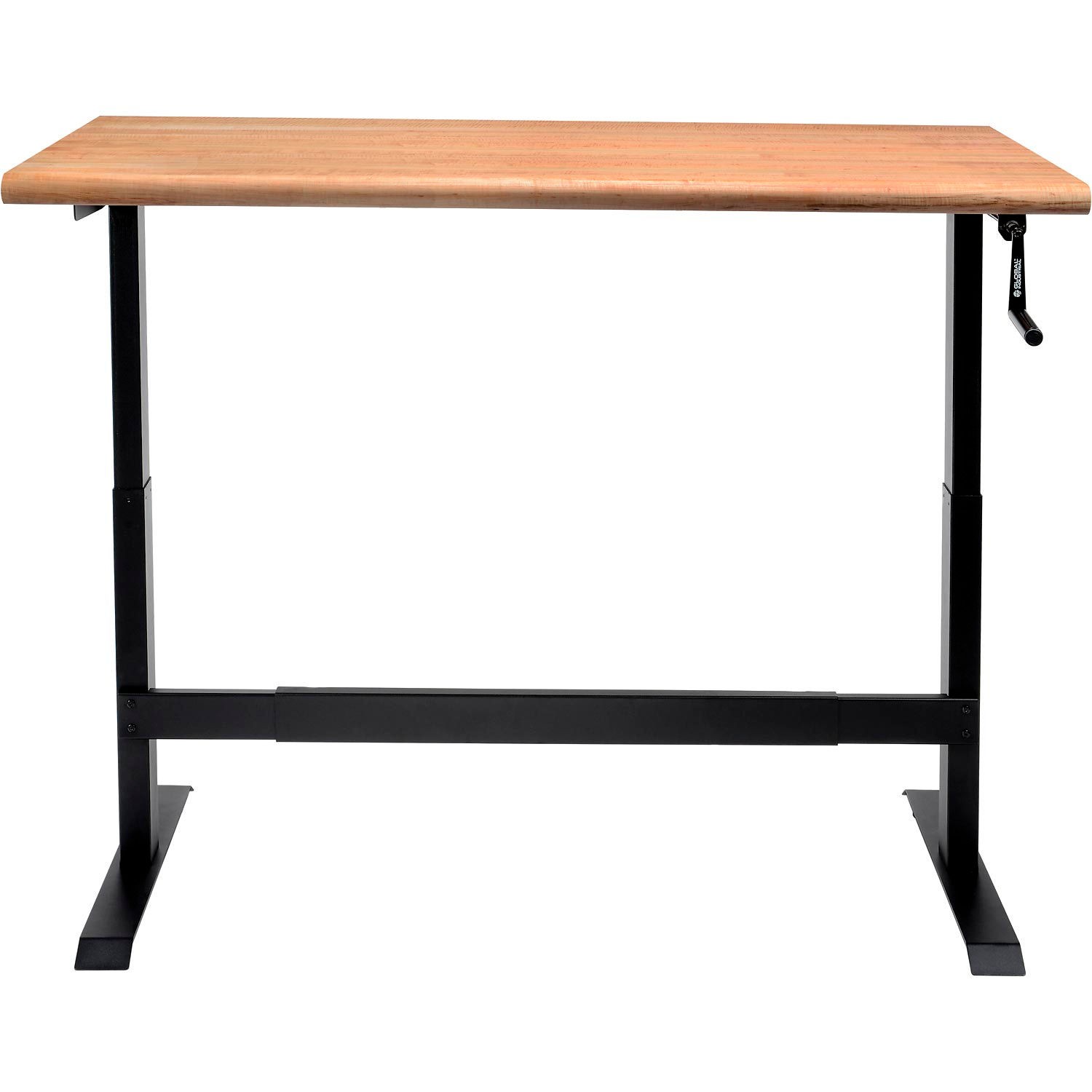 Global Industrial Hand-Crank Adjustable Height Workbench Maple Safety Edge 60"W