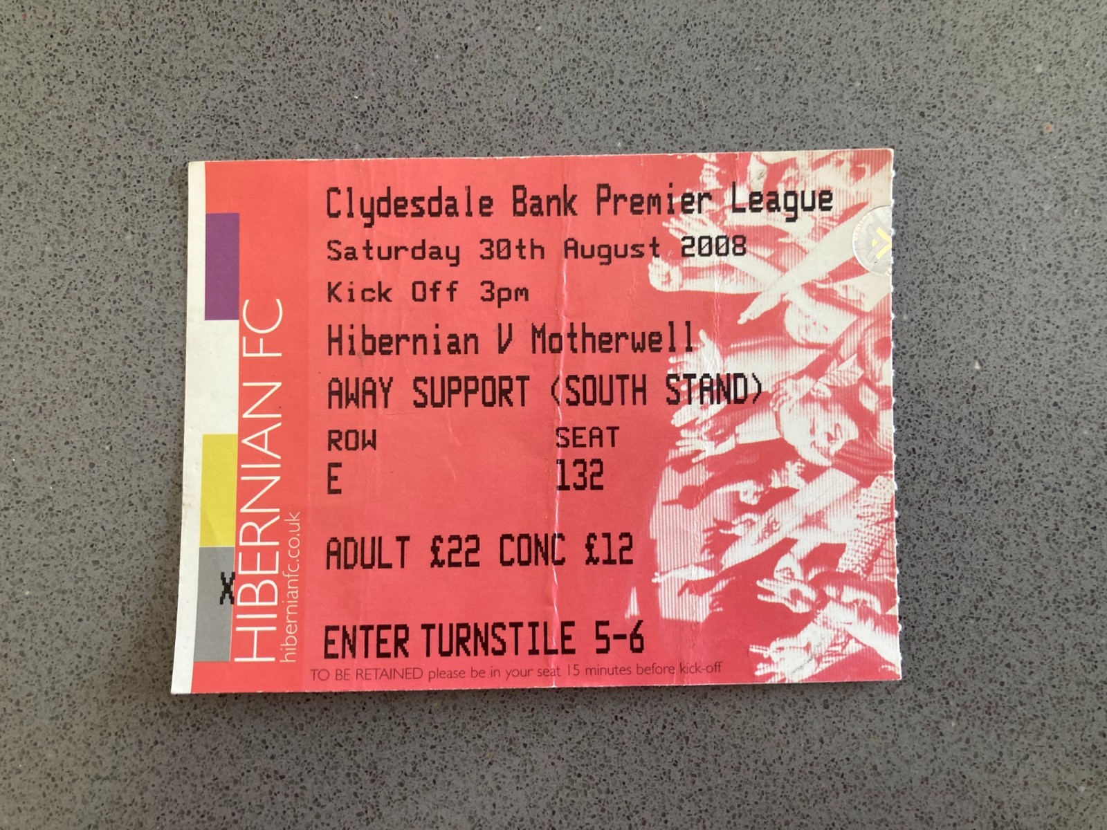 Hibernian v Motherwell 2008-09 Match Ticket