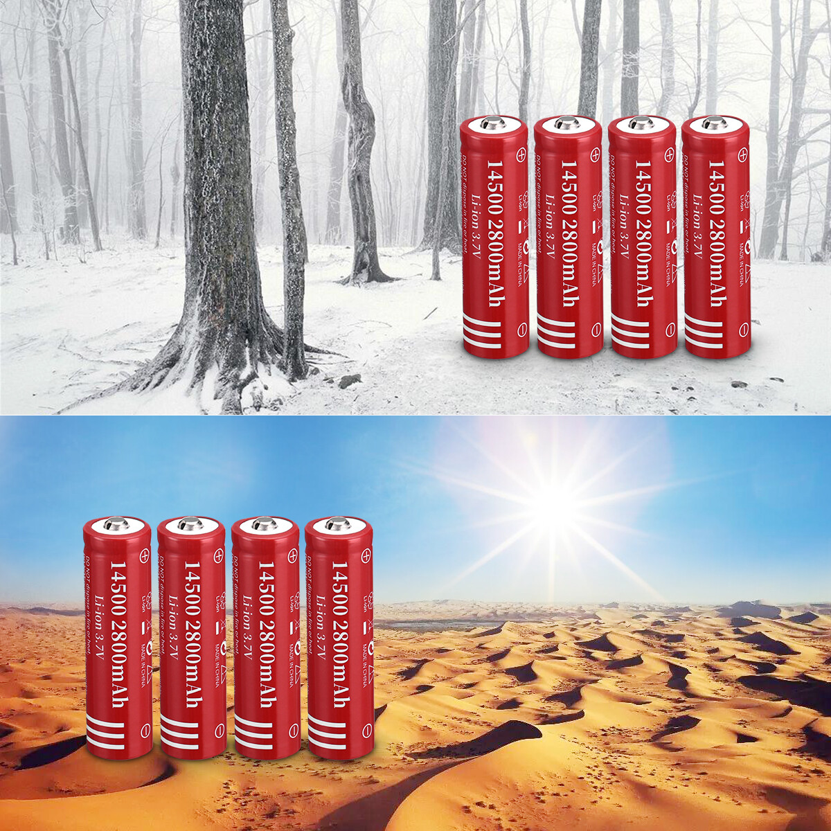 4X 14500 Battery 800mAh Li-ion 3.7V Rechargeable Batteries Cell For Flashlight