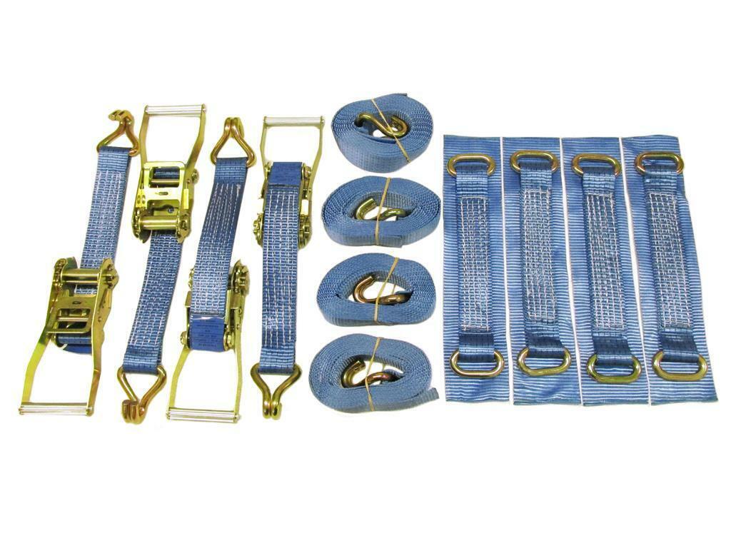 Recovery Ratchet Sets 50MM 6M 5T X4 (Wheel Tie Down Straps Oval Trailer Lashing)